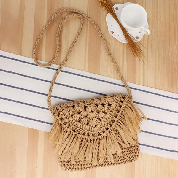 SALE Woven Straw Cross Body Bag