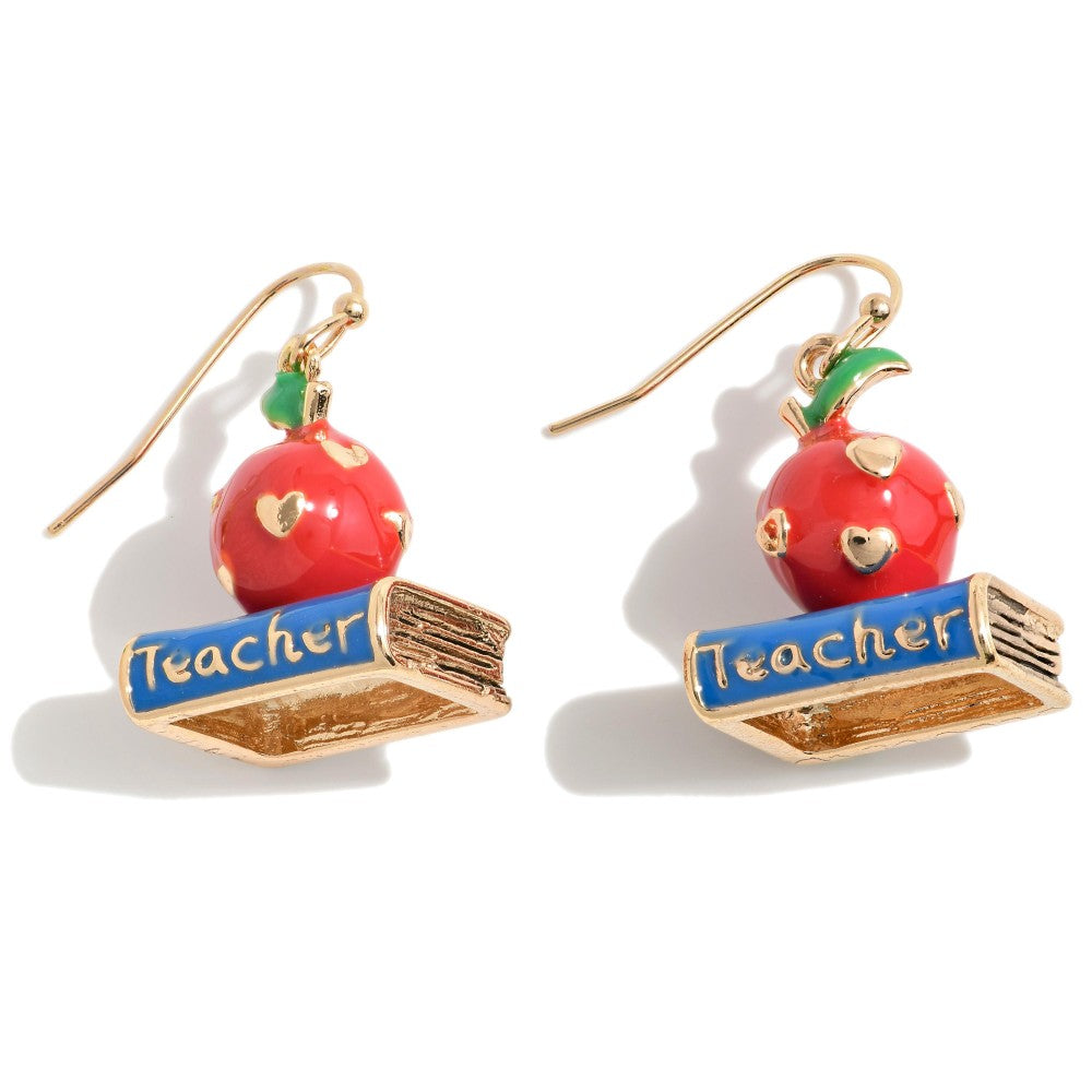 Enamel Apple Teacher Earrings